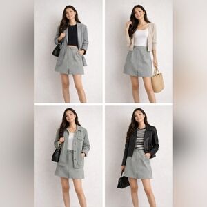 Vintage Gray Houndstooth A-Line Skirt Size 9